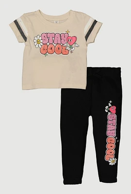 Toddler Girls Stay Cool Graphic Tee and Sweatpants, Multi, Size 4T