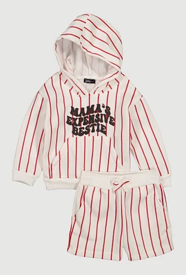 Toddler Girls Mamas Expensive Bestie Striped Hoodie and Shorts, Multi, Size 4T