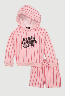 Toddler Girls Mamas Expensive Bestie Striped Hoodie and Shorts, Multi, Size 2T