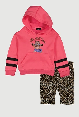 Toddler Girls This Aint Texas Graphic Hoodie and Shorts, Pink, Size 3T