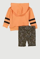 Toddler Girls This Aint Texas Graphic Hoodie and Shorts, Orange, Size 2T