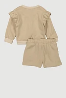 Toddler Girls Be Authentic Sweatshirt and Sweatshorts, Beige, Size 4T