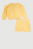 Toddler Girls Be Authentic Sweatshirt and Sweatshorts, Yellow, Size 3T