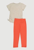 Toddler Girls Glitter Blessed Graphic Top and Leggings, Orange, Size 4T