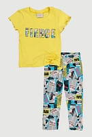 Toddler Girls Fierce Graphic Tee and Leggings, Yellow,