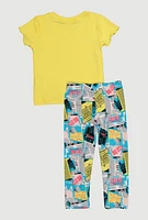 Toddler Girls Fierce Graphic Tee and Leggings, Yellow,