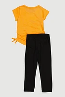 Toddler Girls A Little Bit Dramatic Glitter Graphic Top and Leggings, Orange, Size 3T
