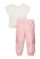 Toddler Girls Butterfly Tie Front Tee and Cargo Pants, Multi, Size 2T