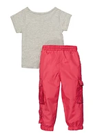 Toddler Girls Chill Out Tee and Cargo Joggers, Pink, Size 4T