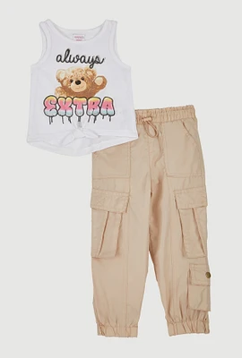 Toddler Girls Always Extra Graphic Tank Top and Joggers, Multi, Size 3T