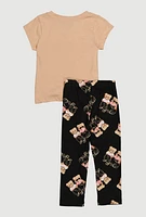 Toddler Girls Sassy Bears Glitter Graphic Top and Leggings, Multi, Size 2T