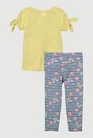 Toddler Girls Glitter Butterfly Graphic Tee and Leggings, Yellow, Size 4T