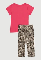 Toddler Girls Mom Is My Queen Graphic Tee and Leggings, Pink, Size 3T