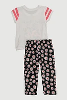 Toddler Girls Love Glitter Graphic Tee and Daisy Leggings, Multi, Size 2T