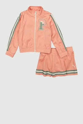 Toddler Girls Puma Track Jacket and Tennis Skirt, Pink, Size 3T