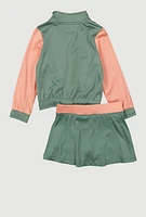 Toddler Girls Puma Color Block Track Jacket and Tennis Skirt, Multi,