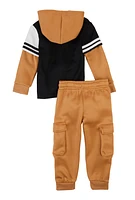 Toddler Boys Boss 02 Hooded Top and Cargo Joggers, Khaki, Size 3T