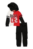 Toddler Boys Boss 02 Hooded Top and Cargo Joggers, Multi, Size 4T