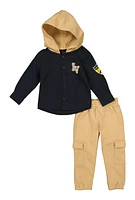 Toddler Boys Style Icon Hooded Shirt and Sweatpants, Blue, Size 4T