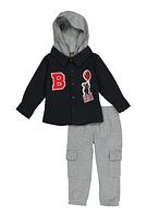 Toddler Boys Graphic Shirt and Cargo Sweatpants, Black, Size 4T