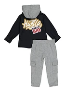 Toddler Boys Graphic Shirt and Cargo Sweatpants, Black, Size 4T