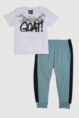 Toddler Boys Goat Graphic Tee and Joggers, Multi, Size 3T