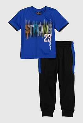 Toddler Boys Strong Graphic Tee and Joggers, Blue, Size 2T