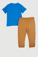 Toddler Boys 12-24M Wont Bend Buckle Or Break Tee and Joggers, Blue, Size 2T