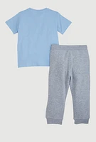 Toddler Boys Born Hustl Graphic Tee and Joggers, Blue, Size 4T