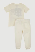 Toddler Boys Brave Youth Graphic Tee and Joggers, Beige,
