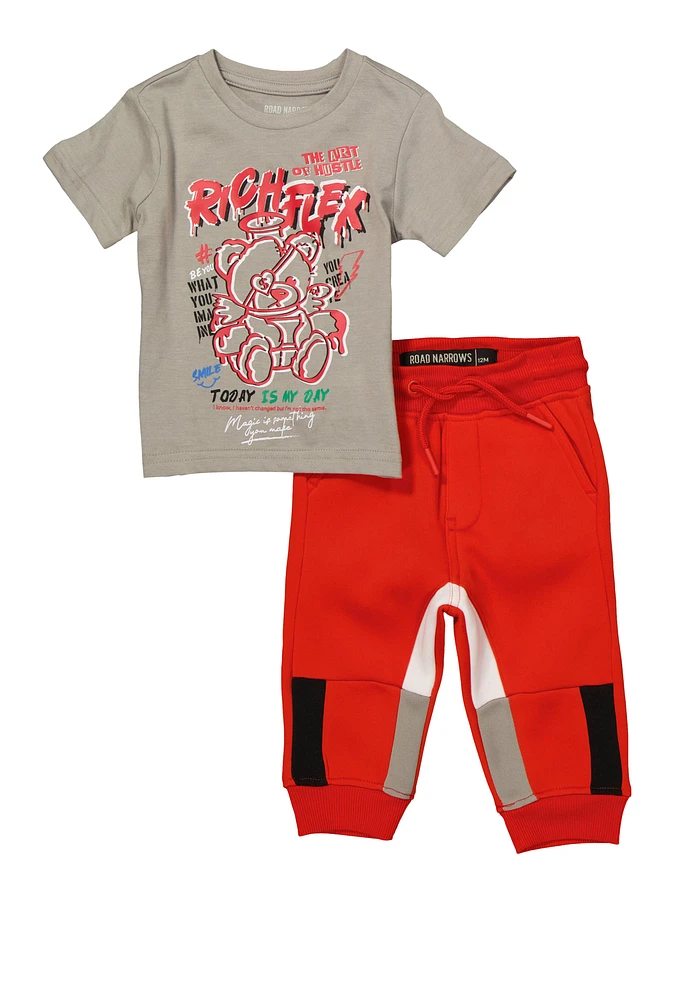 Toddler Boys Rich Flex Graphic Tee with Joggers, Multi, Size 2T