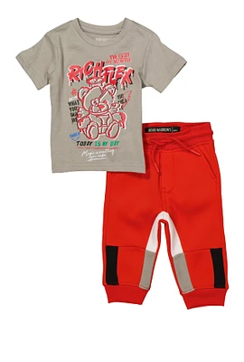 Toddler Boys Rich Flex Graphic Tee with Joggers, Multi, Size 2T