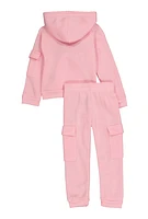 Toddler Girls Totally Cute Cargo Sweatshirt and Joggers, Pink,