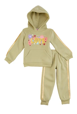 Toddler Girls Floral Love Graphic Sweatshirt and Joggers,