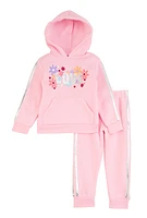 Toddler Girls Floral Love Graphic Sweatshirt and Joggers, Pink, Size 3T