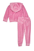 Toddler Girls Velour Love Sweatshirt and Joggers, Pink, Size 3T