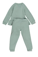 Toddler Girls Love Graphic Peplum Sweatshirt and Joggers, Green, Size 2T