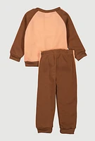 Toddler Girls Cool To Be Kind Graphic Sweatshirt and Sweatpants, Brown, Size 2T