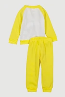 Toddler Girls Glitter Blessed Graphic Sweatshirt and Joggers, Yellow, Size 2T