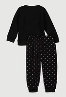 Toddler Girls Love Glitter Heart Sweatshirt and Joggers, Black, Size 2T