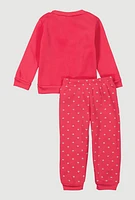 Toddler Girls Love Glitter Heart Sweatshirt and Joggers, Pink, Size 2T