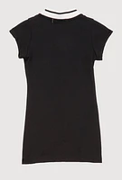 Toddler Girls Sequin Graphic Patch Dress, Black, Size 3T