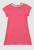 Toddler Girls Sequin Embroidered Graphic T Shirt Dress, Pink, Size 2T