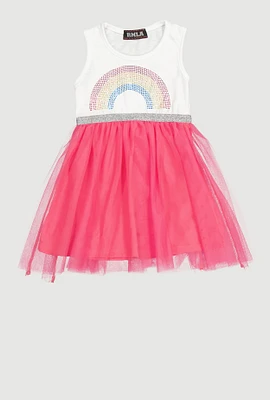 Toddler Girls Rainbow Studded Tutu Dress, Pink, Size 2T