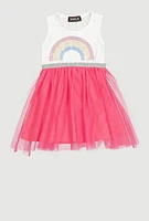 Toddler Girls Rainbow Studded Tutu Dress, Pink, Size 2T