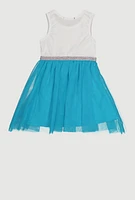 Toddler Girls Rainbow Star Studded Tutu Dress, Blue, Size 4T