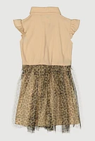 Toddler Girls Rhinestone Heart Animal Print Tutu Dress, Brown, Size 2T
