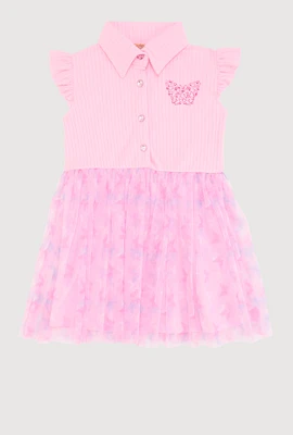Toddler Girls Butterfly Print Tutu Dress, Pink, Size 3T