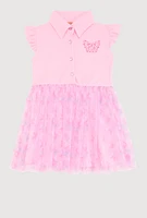Toddler Girls Butterfly Print Tutu Dress, Pink, Size 3T
