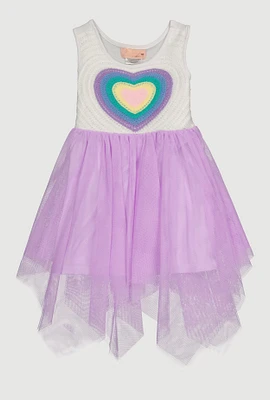 Toddler Girls Crochet Rainbow Heart Tutu Dress, Multi, Size 3T